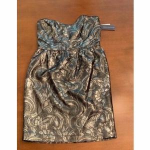 French Connection Metallic Strapless Formal Dress